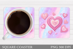 Hearts Coaster Sublimation. Hearts Square Coaster Design Product Image 1