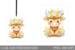 Cow Car Air Freshener Design. Highland Cow Sublimation Product Image 1