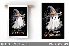 Cute Ghost Kitchen Towel. Cute Halloween Kitchen Towel Product Image 1