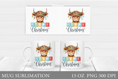 Christmas Cow Mug Design. Christmas Mug Sublimation Product Image 1