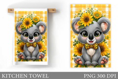 Cute Koala Kitchen Towel. Koala Flowers Kitchen Towel Design Product Image 1