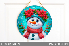 Christmas Snowman Door Sign. Christmas Door Sign Design Product Image 1