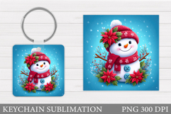 Cute Snowman Keychain Sublimation. Christmas Keychain Design Product Image 1