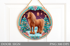 Christmas Horse Door Sign. Christmas Door Sign Sublimation Product Image 1