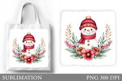 Snowman Tote Bag Sublimation. Christmas Tote Bag Design Product Image 1