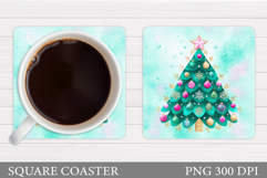 Christmas Tree Coaster Design. Christmas Coaster Sublimation Product Image 1