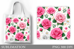 Roses Tote Bag Design. Flowers Roses Sublimation Product Image 1