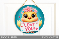 Valentines Chick Door Sign. Valentines Door Sign Design Product Image 1