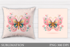 Butterfly Pillow Design. Butterfly Sublimation Product Image 1