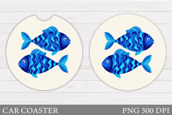 Cute Fish Car Coaster Design. Cute Fish Sublimation Product Image 1