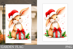 Christmas Bunny Garden Flag. Christmas Garden Flag Design Product Image 1
