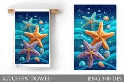 Starfish Kitchen Towel. Seashell Kitchen Towel Design Product Image 1