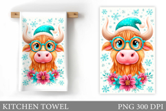 Christmas Cow Kitchen Towel. Christmas Kitchen Towel Design Product Image 1
