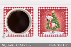 Christmas Flamingo Coaster. Christmas Coaster Design Product Image 1