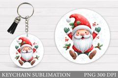 Christmas Gnome Keychain. Christmas Keychain Sublimation Product Image 1