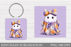 Halloween Keychain Sublimation. Ghost Keychain Design Product Image 1