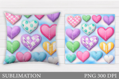Hearts Pillow Sublimation. Valentines Pillow Design Product Image 1