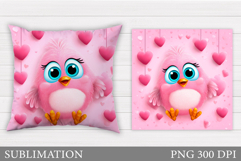 Valentines Bird Pillow Design. Valentine Pillow Sublimation Product Image 1