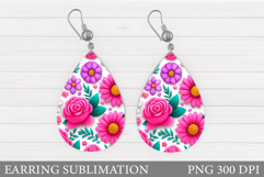 Flowers Earring Design. Floral Earring Sublimation Product Image 1