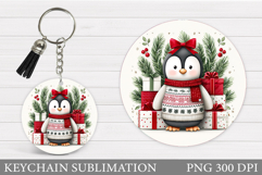 Cute Penguin Keychain Design. Christmas Keychain Sublimation Product Image 1