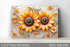 3D Sunflowers Cutting Board. Floral Cutting Board Design Product Image 1