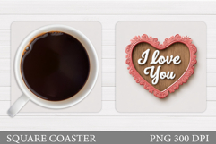 Heart Coaster Design. Valentine Coaster Sublimation Product Image 1