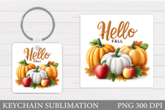 Fall Pumpkin Keychain Design. Pumpkin Keychain Sublimation Product Image 1