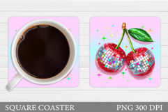 Disco Ball Cherry Coaster Design. Disco Cherry Sublimation Product Image 1