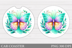 Butterfly Car Coaster. Flowers Car Coaster Design Product Image 1