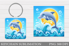 Dolphin Round Keychain. Dolphin Keychain Sublimation Product Image 1