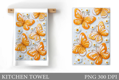 Butterflies Kitchen Towel. Butterflies Sublimation Product Image 1