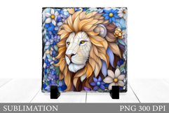 Lion Slate Design. Lion Flowers Slate Sublimation Product Image 1