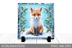 Christmas Fox Sublimation. Christmas Fox Slate Design Product Image 1