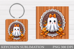 Halloween Keychain Sublimation. Ghost Keychain Design Product Image 1