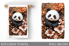 Cute Panda Kitchen Towel. Panda Flowers Kitchen Towel Design Product Image 1