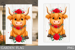Highland Cow Garden Flag. Cute Cow Garden Flag Design Product Image 1