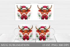 Christmas Cow Mug Design. Cute Cow Mug Sublimation Product Image 1