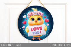 Valentines Chick Door Sign. Valentines Door Sign Design Product Image 1