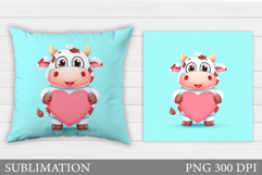 Valentines Cow Pillow. Valentines Pillow Sublimation Product Image 1