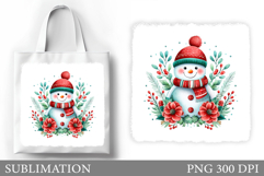 Snowman Tote Bag Sublimation. Christmas Tote Bag Design Product Image 1