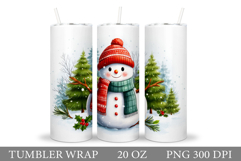 Cute Snowman Tumbler. Christmas Snowman Tumbler Sublimation Product Image 1