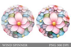 Flowers Wind Spinner Design. Floral Wind Spinner Sublimation Product Image 1