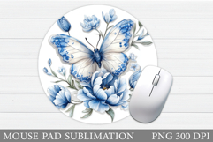 Butterfly Mouse Pad Sublimation. Flowers Mouse Pad Design Product Image 1