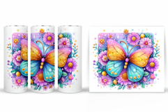 Butterfly Tumbler Sublimation. Flowers Tumbler Design Product Image 2