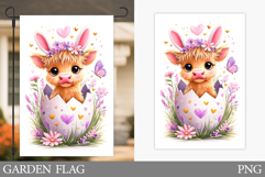 Easter Cow Garden Flag. Easter Garden Flag Sublimation Product Image 1
