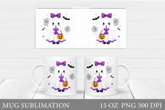 Cute Ghost Mug Sublimation. Halloween Mug Wrap Design Product Image 1
