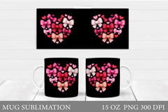 Heart Mug Sublimation. Valentines Mug Wrap Design Product Image 1