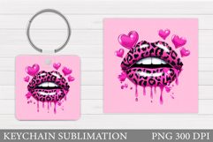 Leopard Lips Keychain Design. Valentine Keychain Sublimation Product Image 1