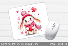Valentines Bunny Mouse Pad. Cute Bunny Mouse Pad Design Product Image 1