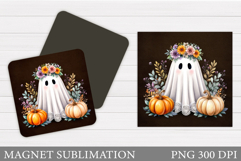 Halloween Ghost Magnet Design. Cute Ghost Sublimation Product Image 1